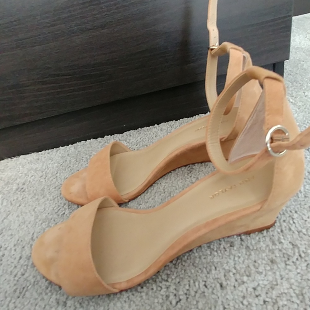 Ann Taylor suede wedge dress sandal. Comfy!